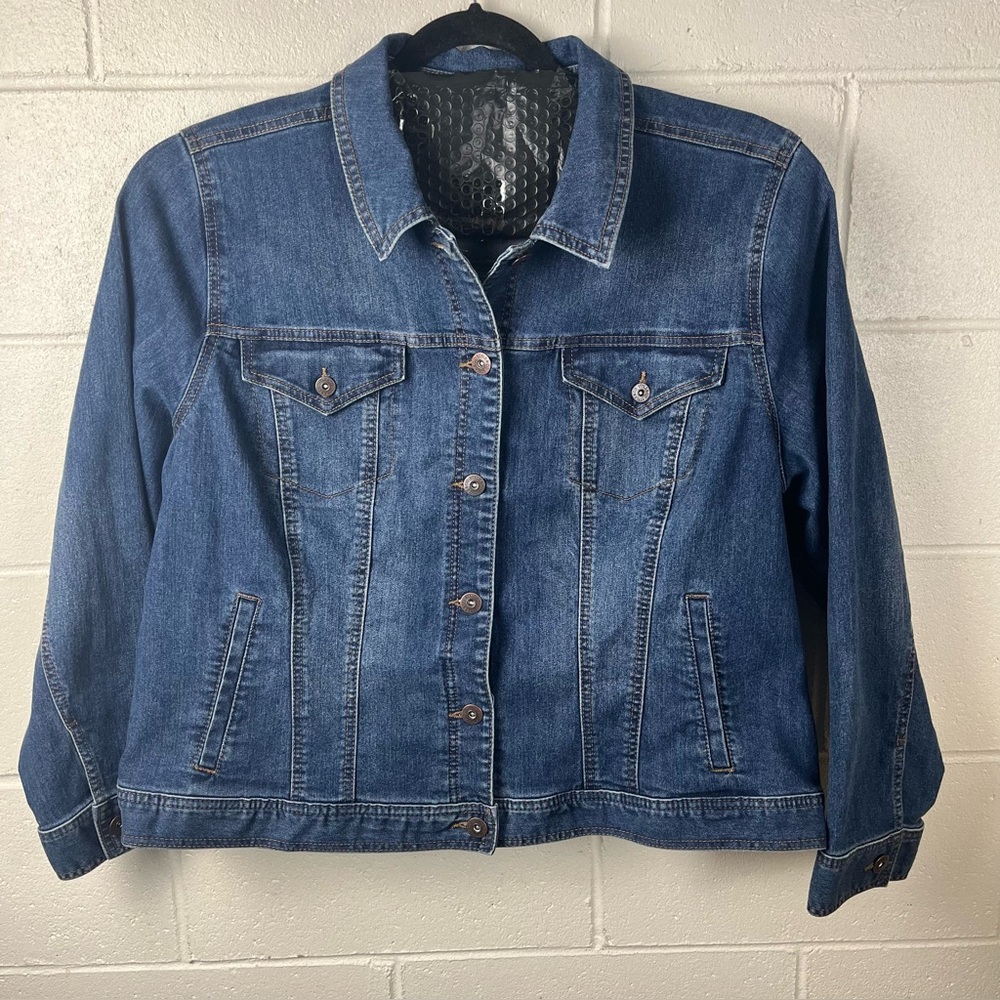 Style & Co Women's 24W Blue Jean Button Jacket